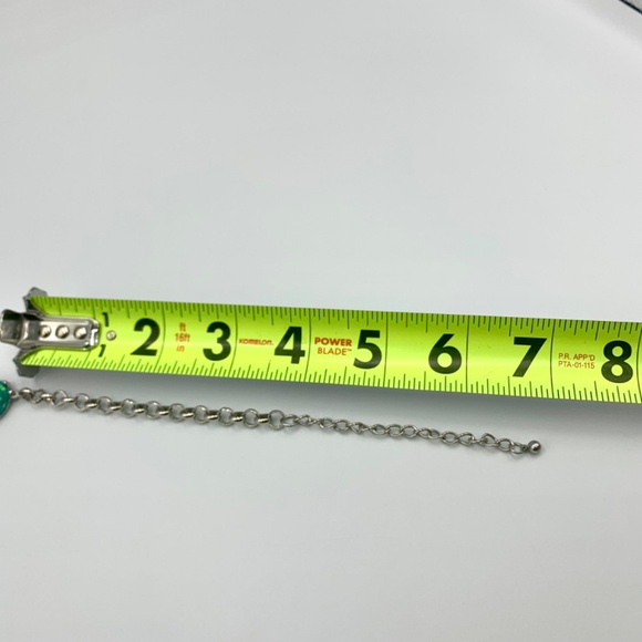 Iridescent large vintage opal inspired bold blue green statement bib necklace - Picture 9 of 13